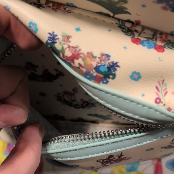 Loungefly Light Pink & Light Blue Disney Floral Mini Backpack - Picture 4 of 4